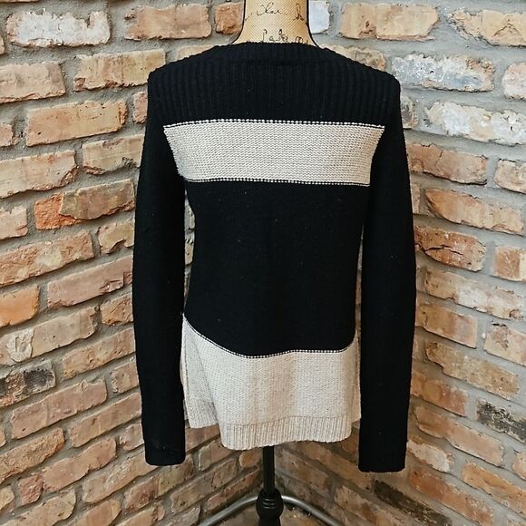Theory Komon Sparkler black & cream wool/silk blend sweater size Small - Picture 5 of 12